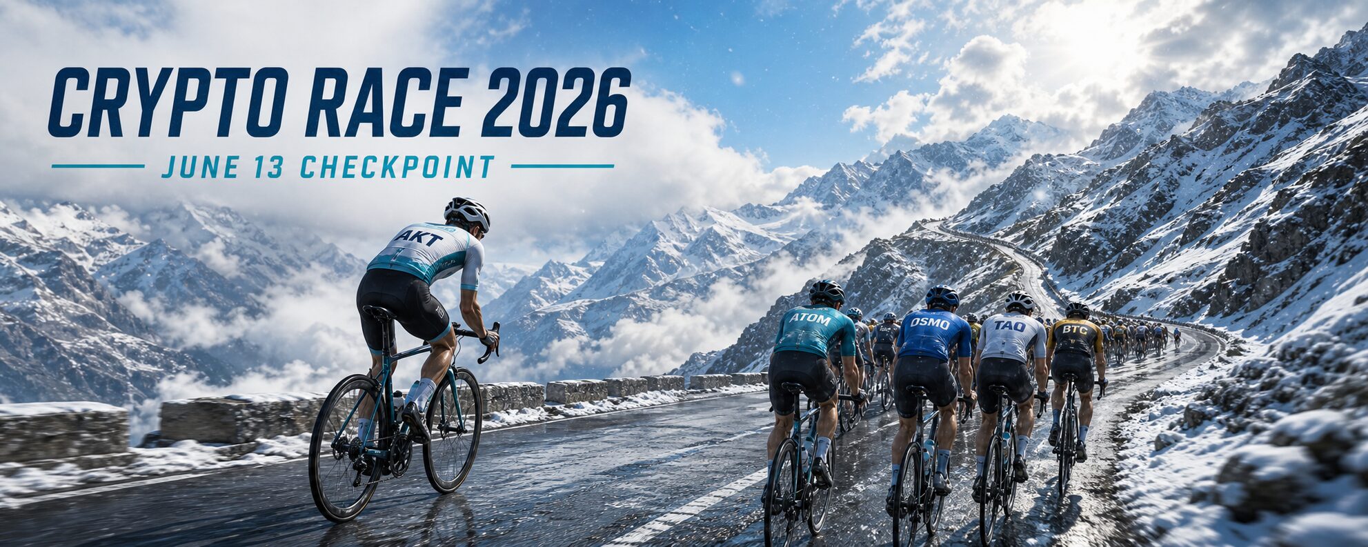 Crypto Race 2026 — Checkpoint du 13 juin : le peloton rebondit, mais AKT reste seul devant